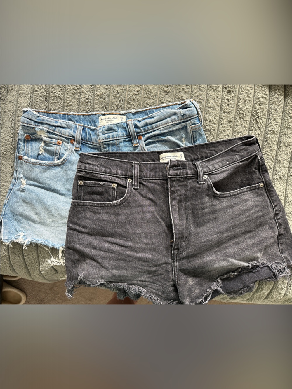 Abercrombie & Fitch Black and Light Blue Distressed Denim Shorts Set
